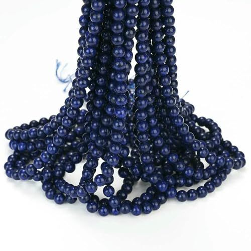 Natursteinperlen, Tigerauge, Achate, Amazonit, Jade, Mondstein, Quarz, Lavaperlen zur Schmuckherstellung, DIY-Armbandzubehör, Lapislazuli, 6 mm (ca. 61) von VIEPGJ