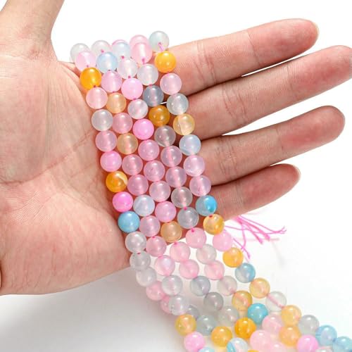 Natursteinperlen, Tigerauge, Achate, Amazonit, Jade, Mondstein, Quarz, Lavaperlen zur Schmuckherstellung, DIY-Armbandzubehör, Morganit, 12 mm (ca. 30) von VIEPGJ