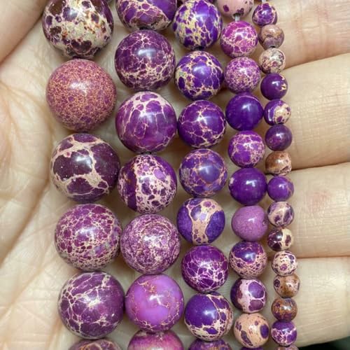 Natursteinperlen, Tigerauge, Achate, Jaspis, Turmalin, Glas, Kristallquarz, Perlen zur Schmuckherstellung, DIY-Armbandzubehör, Lila, Sediment-Jaspis, 6 mm von VIEPGJ