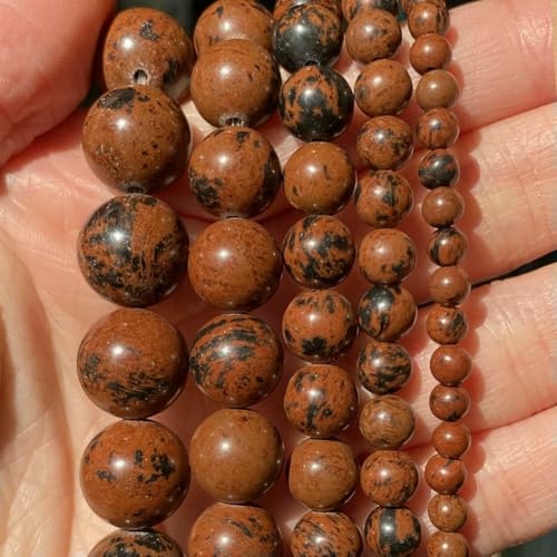 Natursteinperlen, Tigerauge, Achate, Jaspis, Turmalin, Glas, Kristallquarz, Perlen zur Schmuckherstellung, DIY-Armbandzubehör, Mahagoni-Jaspis, 6 mm von VIEPGJ