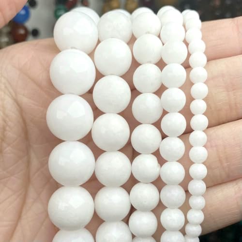 Natursteinperlen, Tigerauge, Achate, Jaspis, Turmalin, Glas, Kristallquarz, Perlen zur Schmuckherstellung, DIY-Armbandzubehör, Weiß, 4,0 mm von VIEPGJ