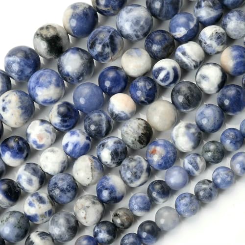 Natursteinperlen, Tigerauge, Amazonit, Lava, Türkis, Achat, Jaspis, Apatit, Abstandsperlen für die Schmuckherstellung, DIY-Armband, Sodalith, 6 mm (ca. 61 Stück) von VIEPGJ
