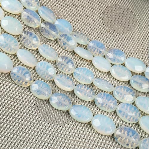 Natursteinperlen, facettierte ovale Form, Edelstein-Isolationsperlen, lose Perlen zur Schmuckherstellung, DIY-Halsketten, Armbandzubehör, Eierstein, 12 x 16 mm von VIEPGJ