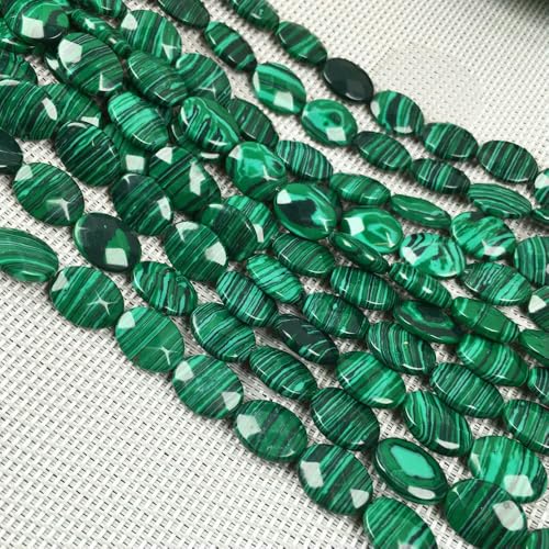 Natursteinperlen, facettierte ovale Form, Edelstein-Isolationsperlen, lose Perlen zur Schmuckherstellung, DIY-Halsketten, Armbandzubehör, Malachit, 12 x 16 mm von VIEPGJ