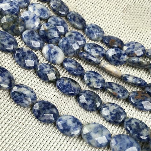 Natursteinperlen, facettierte ovale Form, Edelstein-Isolationsperlen, lose Perlen zur Schmuckherstellung, DIY-Halsketten, Armbandzubehör, Sodalith, 12 x 16 mm von VIEPGJ