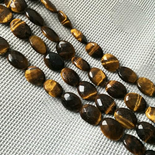 Natursteinperlen, facettierte ovale Form, Edelstein-Isolationsperlen, lose Perlen zur Schmuckherstellung, DIY-Halsketten, Armbandzubehör, Tigerauge-Stein, 12 x 16 mm von VIEPGJ