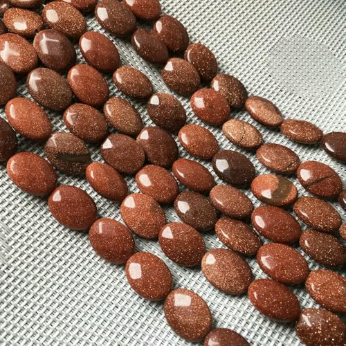Natursteinperlen, facettierte ovale Form, Edelstein-Isolationsperlen, lose Perlen zur Schmuckherstellung, DIY-Halsketten, Armbandzubehör – Goldsandstein – 12 x 16 mm von VIEPGJ