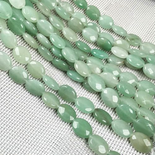 Natursteinperlen, facettierte ovale Form, Edelstein-Isolationsperlen, lose Perlen zur Schmuckherstellung, DIY-Halsketten, Armbandzubehör – Grüner Aventurin – 12 x 16 mm von VIEPGJ