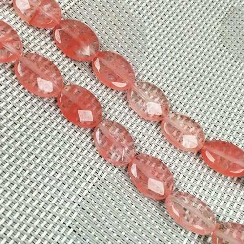 Natursteinperlen, facettierte ovale Form, Edelstein-Isolationsperlen, lose Perlen zur Schmuckherstellung, DIY-Halsketten, Armbandzubehör – Wassermelonenroter Stein – 12 x 16 mm von VIEPGJ