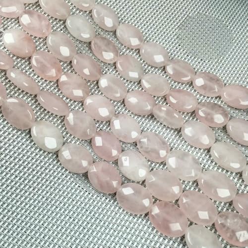 Natursteinperlen, facettierte ovale Form, Edelstein-Isolationsperlen, lose Perlen zur Schmuckherstellung, DIY-Halsketten- und Armbandzubehör, Rosenquarz, 12 x 16 mm von VIEPGJ