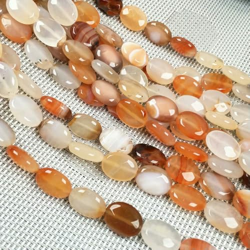 Natursteinperlen, facettierte ovale Form, Edelstein-Isolationsperlen, lose Perlen zur Schmuckherstellung, DIY-Halsketten- und Armbandzubehör, Roter Achat 1, 12 x 16 mm von VIEPGJ