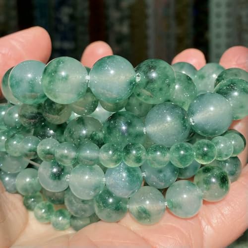 Natursteinperlen 4 6 8 10 mm Tigerauge, Lava, Amazonit, Türkis, Achat, Jaspis, Perlen zur Schmuckherstellung, DIY-Armband, Halskette – Grüner Chalcedon – 10 mm, 36 bis 37 Stück von VIEPGJ
