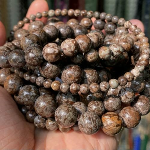 Natursteinperlen 4 6 8 10 mm Tigerauge, Lava, Amazonit, Türkis, Achat, Jaspis, Perlen zur Schmuckherstellung, DIY-Armband, Halskette – Kaffee-Schneeflocke – 4,0 mm, 88 bis 91 Stück von VIEPGJ