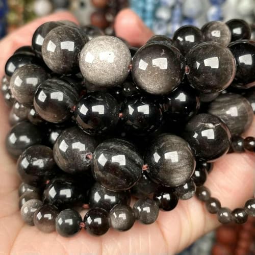 Natursteinperlen 4 6 8 10 mm Tigerauge, Lava, Amazonit, Türkis, Achat, Jaspis, Perlen zur Schmuckherstellung, DIY-Armband, Halskette – Silber-Obsidian – 4,0 mm, 88 bis 91 Stück Natursteinperlen 4 6 8 10 mm Tigerauge, Lava, Amazonit, Türkis, Achat, Jaspis, Perlen zur Schmuckherstellung, DIY-Armband, Halskette – Silber-Obsidian – 4,0 mm, 88 bis 91 Stück von VIEPGJ