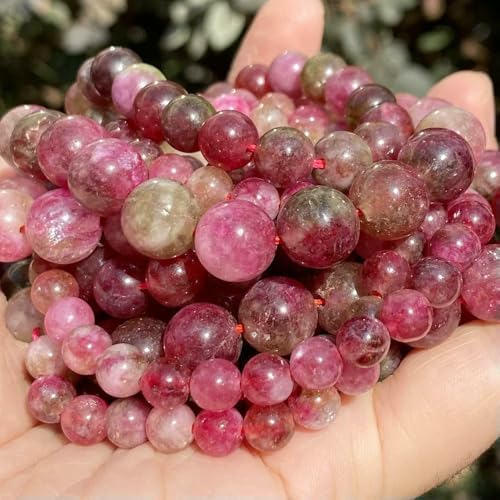 Natursteinperlen 4 6 8 10 mm Tigerauge, Lava, Amazonit, Türkis, Achat, Jaspis, Perlen zur Schmuckherstellung, DIY-Armband, Halskette – Wassermelonenturmalin – 6 mm, 59 bis 61 Stück von VIEPGJ