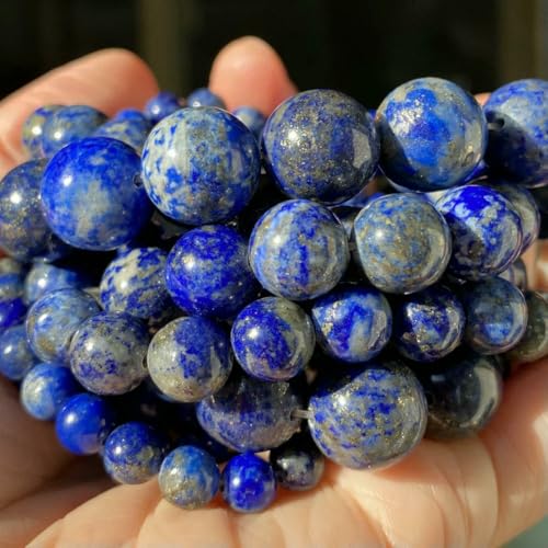 Natursteinperlen 4 6 8 10 mm Tigerauge Lava Amazonit Türkis Verkrustete Achate Jaspis Perlen zur Schmuckherstellung DIY Armband Halskette-Lapislazuli-10 mm 36 bis 37 Stück von VIEPGJ