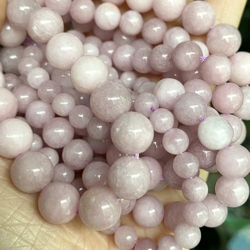 Natursteinperlen 4 6 8 10 mm Tigerauge Lava Amazonit Türkis Verkrustete Achate Jaspis Perlen zur Schmuckherstellung DIY Armband Halskette-Lila Spodumen-10 mm 36 bis 37 Stück von VIEPGJ