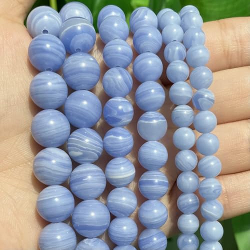 Natursteinperlen im 45er-Stil, 4, 6, 8, 10 mm, Tigerauge, Lava-Achat, Amethyste, runde Perlen zur Schmuckherstellung, DIY-Armbänder – Blauer Spitzenachat – 10 mm ( von VIEPGJ