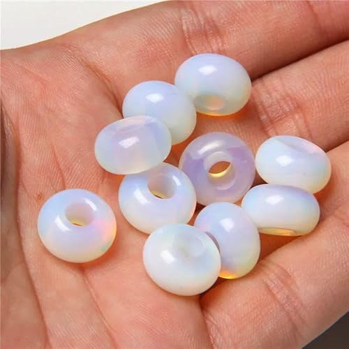Natursteinperlen mit großem Loch, Anhänger in Abakusform, Schmuckzubehör, Naturquarz, Jade, Opal, Anhänger zur Herstellung von DIY-Ohrringen, 15, Opal, 30 Stück von VIEPGJ