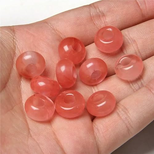 Natursteinperlen mit großem Loch, Anhänger in Abakusform, Schmuckzubehör, natürlicher Quarz, Jade, Opal, Anhänger zur Herstellung von DIY-Ohrringen, 1, Wassermelone, 30 Stück von VIEPGJ