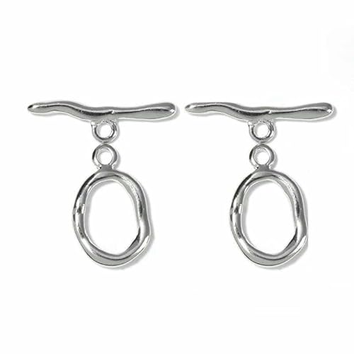 Neue unregelmäßig gebogene OT-Verschlüsse Knebelverschlüsse Verbinder für Armband Halskette Basteln Schmuckherstellung Zubehör Großhandel-Rhodium 5 Sets von VIEPGJ