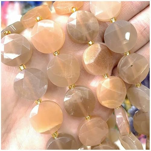 Neuer 15-mm-Schnittwinkel, Naturstein, Amethyst, Tigerauge, Amazonit, Kristall, Edelstein, rund, lose Perle, DIY-Armband, Halskette, Schmuckherstellung, Sonnenstein, 15 mm, 21 Stück von VIEPGJ