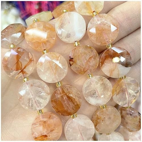 Neuer 15-mm-Schnittwinkel, Naturstein, Amethyst, Tigerauge, Amazonit, Kristall, Edelstein, rund, lose Perle, DIY-Armband, Halskette, Schmuckherstellung – Rote Gummiblume – 15 mm, 21 Stü von VIEPGJ