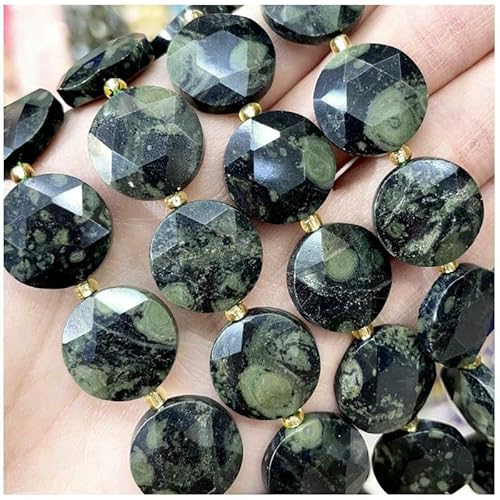 Neuer 15-mm-Schnittwinkel, Naturstein, Amethyst, Tigerauge, Amazonit, Kristall, Edelstein, rund, lose Perle, DIY-Armband, Halskette, Schmuckherstellung – grüne Augen – 15 mm, 21 Stück von VIEPGJ