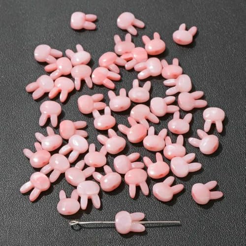 Niedliche Kaninchen-Muschelperlen, Katzen-Charms, bunte natürliche Perlmutt-Muschel, lose Perlen zur Schmuckherstellung, DIY-Halskette, Armband, 1 Kaninchen, 8 x 10, 5 Stück von VIEPGJ