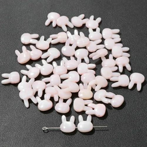 Niedliche Kaninchen-Muschelperlen, Katzen-Charms, bunte natürliche Perlmutt-Muschel, lose Perlen zur Schmuckherstellung, DIY-Halskette, Armband, 14 Kaninchen, 10 x 12, 10 Stück von VIEPGJ