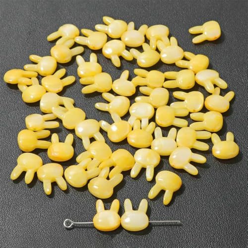 Niedliche Kaninchen-Muschelperlen, Katzen-Charms, bunte natürliche Perlmutt-Muschel, lose Perlen zur Schmuckherstellung, DIY-Halskette, Armband, 15 Kaninchen, 10 x 12, 1 Stück von VIEPGJ