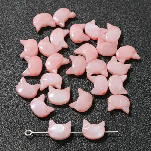 Niedliche Kaninchen-Muschelperlen, Katzen-Charms, bunte natürliche Perlmutt-Muschel, lose Perlen zur Schmuckherstellung, DIY-Halskette, Armband, 16 Katze, 10 x 8, 5 Stück von VIEPGJ