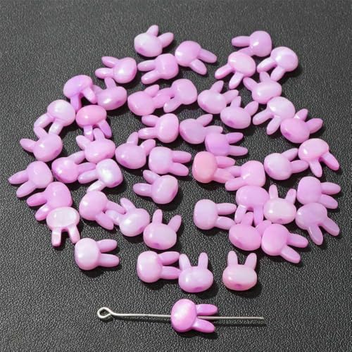 Niedliche Kaninchen-Muschelperlen, Katzen-Charms, bunte natürliche Perlmutt-Muschel, lose Perlen zur Schmuckherstellung, DIY-Halskette, Armband, 2 Kaninchen, 8 x 10, 3 Stück von VIEPGJ