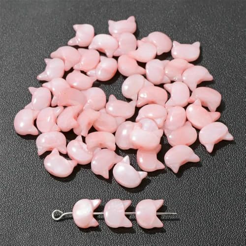 Niedliche Kaninchen-Muschelperlen, Katzen-Charms, bunte natürliche Perlmutt-Muschel, lose Perlen zur Schmuckherstellung, DIY-Halskette, Armband, 21 Katze, 10 x 8, 2 Stück von VIEPGJ