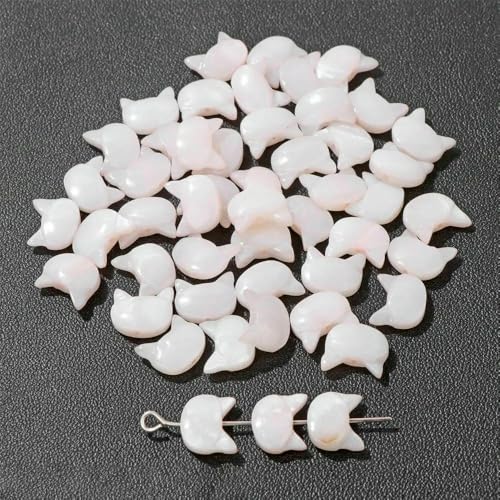 Niedliche Kaninchen-Muschelperlen, Katzen-Charms, bunte natürliche Perlmutt-Muschel, lose Perlen zur Schmuckherstellung, DIY-Halskette, Armband, 24 Katze, 10 x 8, 5 Stück von VIEPGJ