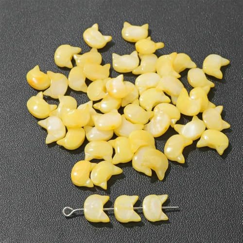 Niedliche Kaninchen-Muschelperlen, Katzen-Charms, bunte natürliche Perlmutt-Muschel, lose Perlen zur Schmuckherstellung, DIY-Halskette, Armband, 25 Katzen, 10 x 8, 5 Stück von VIEPGJ