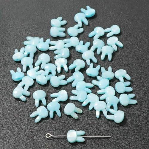 Niedliche Kaninchen-Muschelperlen, Katzen-Charms, bunte natürliche Perlmutt-Muschel, lose Perlen zur Schmuckherstellung, DIY-Halskette, Armband, 3 Kaninchen, 8 x 10 – 10 Stück von VIEPGJ