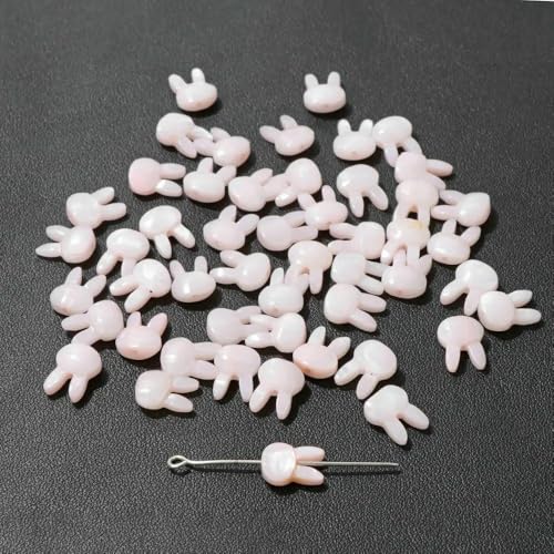 Niedliche Kaninchen-Muschelperlen, Katzen-Charms, bunte natürliche Perlmutt-Muschel, lose Perlen zur Schmuckherstellung, DIY-Halskette, Armband, 4 Kaninchen, 8 x 10, 2 Stück von VIEPGJ