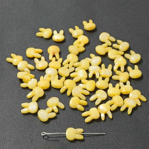 Niedliche Kaninchen-Muschelperlen, Katzen-Charms, bunte natürliche Perlmutt-Muschel, lose Perlen zur Schmuckherstellung, DIY-Halskette, Armband, 5 Kaninchen, 8 x 10, 3 Stück von VIEPGJ