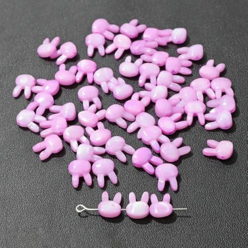 Niedliche Kaninchen-Muschelperlen, Katzen-Charms, bunte natürliche Perlmutt-Muschel, lose Perlen zur Schmuckherstellung, DIY-Halskette, Armband, 7 Kaninchen, 8 x 10, 3 Stück von VIEPGJ