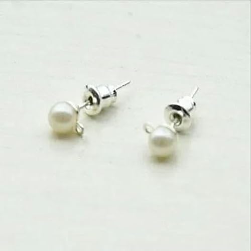 Ohrstecker aus Edelstahl, Ohrstecker mit Schlaufen, 5 mm Kunstperlen für Ohrringe, DIY-Schmuckherstellung, Zubehör, Silber, 20 Stück von VIEPGJ