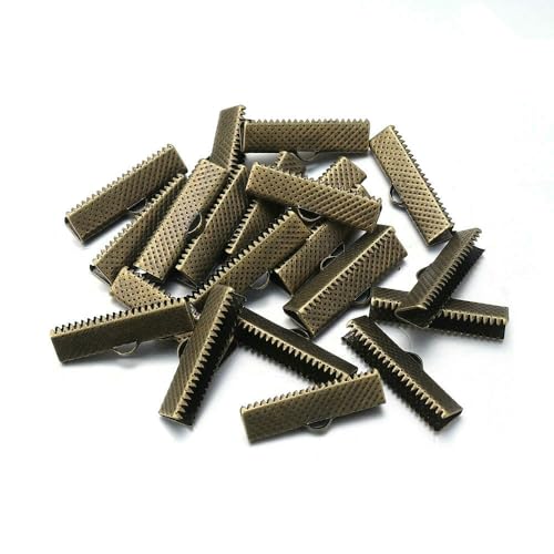 Quetschperlen aus Metall, Hohlverschlüsse, Kordel, Lederclip, Halskette, Armband, Verbinder, Endkappen für DIY-Schmuckzubehör, Antikbronze, 40 mm x 30 Stück von VIEPGJ