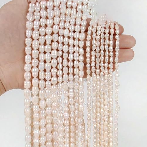 Reis-Süßwasserperle, lose, unregelmäßige, natürliche Perlmuttperlen zur Schmuckherstellung, Armband, Halskette, DIY-Zubehör, Reis, 8–9 mm, 31–33 cm pro Strang von VIEPGJ