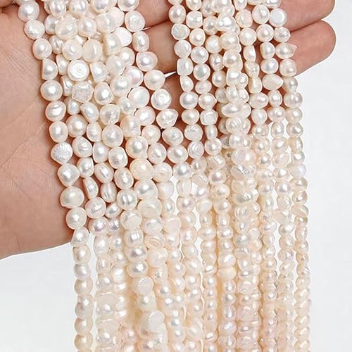 Reis-Süßwasserperle, lose, unregelmäßige, natürliche Perlmuttperlen zur Schmuckherstellung, Armband, Halskette, DIY-Zubehör – mittleres Loch 9–10 mm – 31–33 cm pro Strang von VIEPGJ