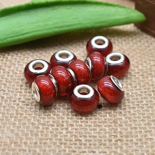 Runde Kristallglas-Europäische Perlen mit großem Loch für die Herstellung von Schmuckarmbändern, DIY-Zubehör, 10 Stück/Lot, 1–10 Stück von VIEPGJ
