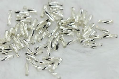 Twist Tube Beads AB-Farbe Tschechische Glas gefütterte Bugle Bead Bulk Großhandel Big Bag für Schmuckherstellung Fransen 2x6mm 2x12mm-Silber-2x12mm 5000 Stück von VIEPGJ