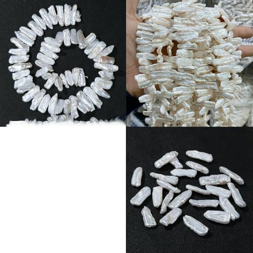 Unregelmäßiger natürlicher Süßwasserperlen-Anhänger, weiße Perlen, lose Perlen zur Schmuckherstellung, Halskette, Armband, Ohrringe, Nr. 13, eine Schnur von VIEPGJ