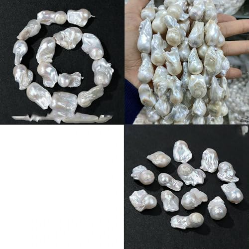 Unregelmäßiger natürlicher Süßwasserperlen-Anhänger, weiße Perlen, lose Perlen zur Schmuckherstellung, Halskette, Armband, Ohrringe, Nr. 17, eine Schnur von VIEPGJ