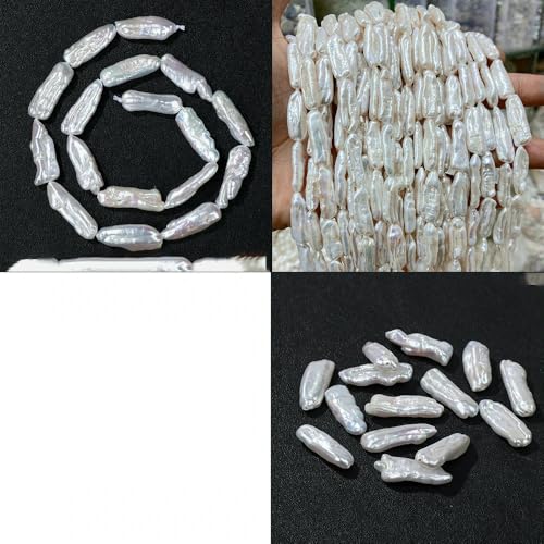 Unregelmäßiger natürlicher Süßwasserperlen-Anhänger, weiße Perlen, lose Perlen zur Schmuckherstellung, Halskette, Armband, Ohrringe, Nr. 2, eine Schnur von VIEPGJ