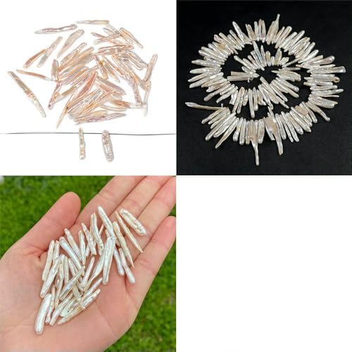 Unregelmäßiger natürlicher Süßwasserperlen-Anhänger, weiße Perlen, lose Perlen zur Schmuckherstellung, Halskette, Armband, Ohrringe, Nr. 26, eine Schnur von VIEPGJ